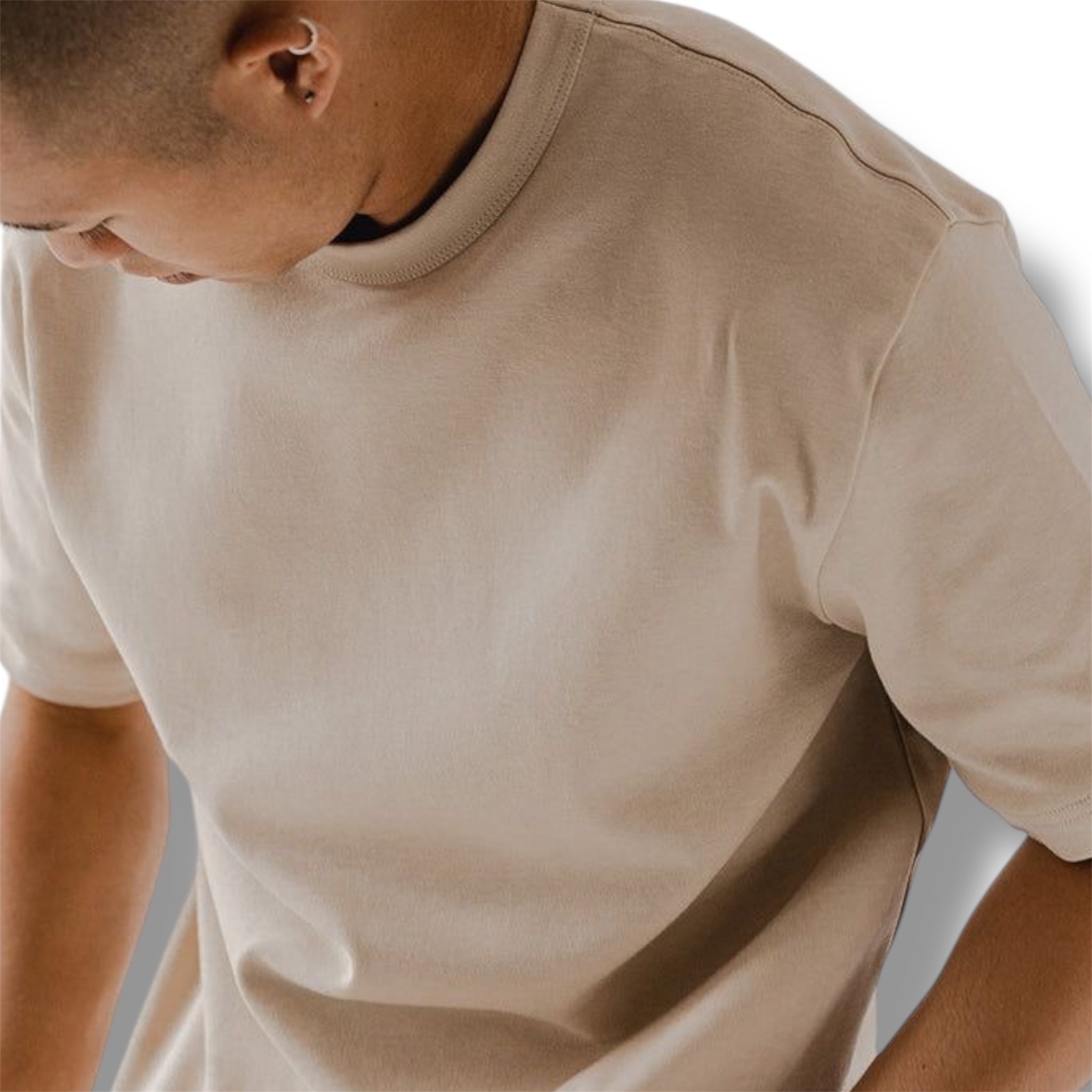 Polera Semi Oversize Beige Heavyweight Cotton 300 Gsm.