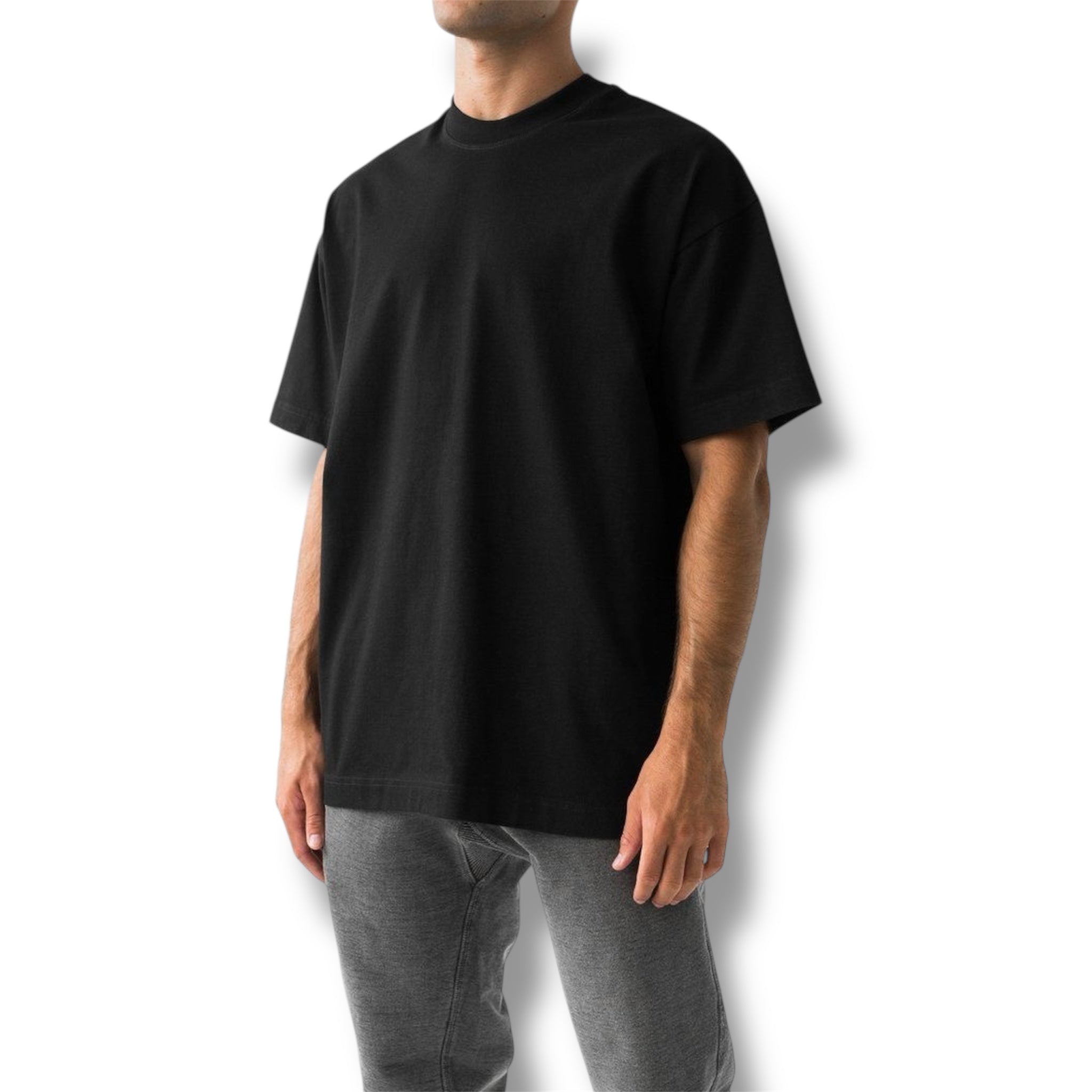 Polera Semi Oversize Black Heavyweight Cotton 300 Gsm.