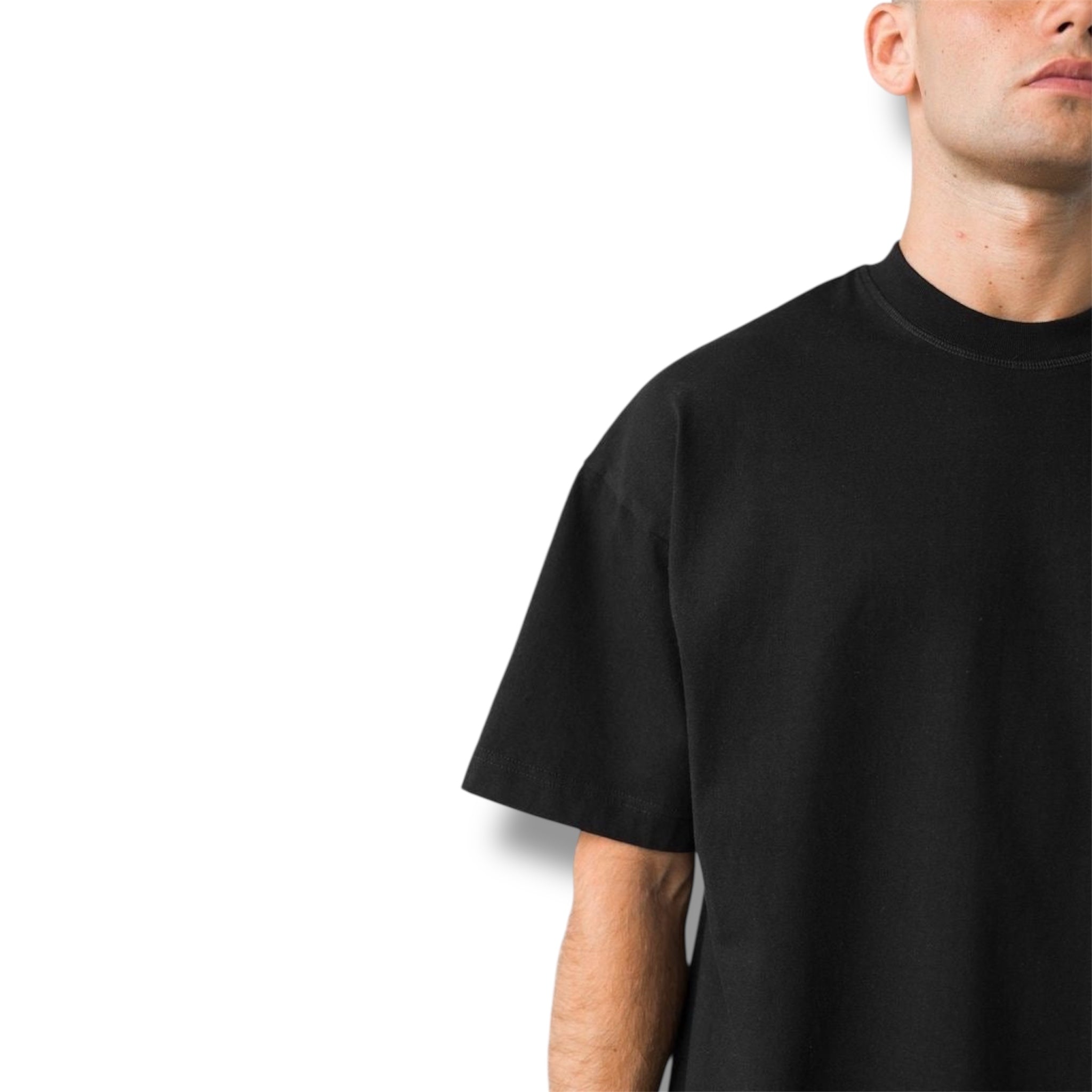 Polera Semi Oversize Black Heavyweight Cotton 300 Gsm.