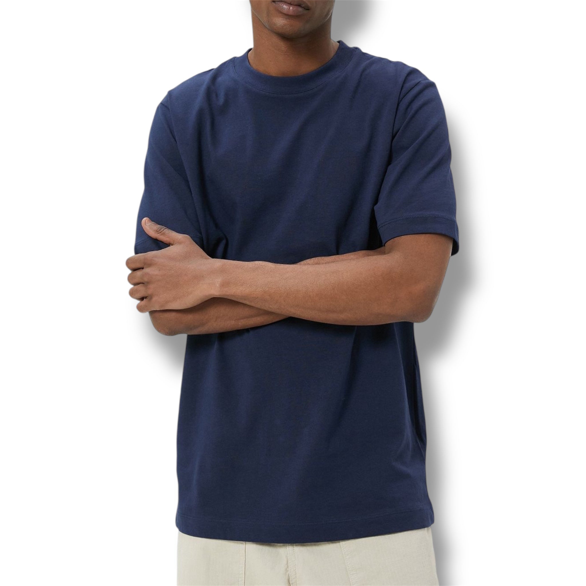 Polera Semi Oversize Navy Heavyweight Cotton 300 Gsm.