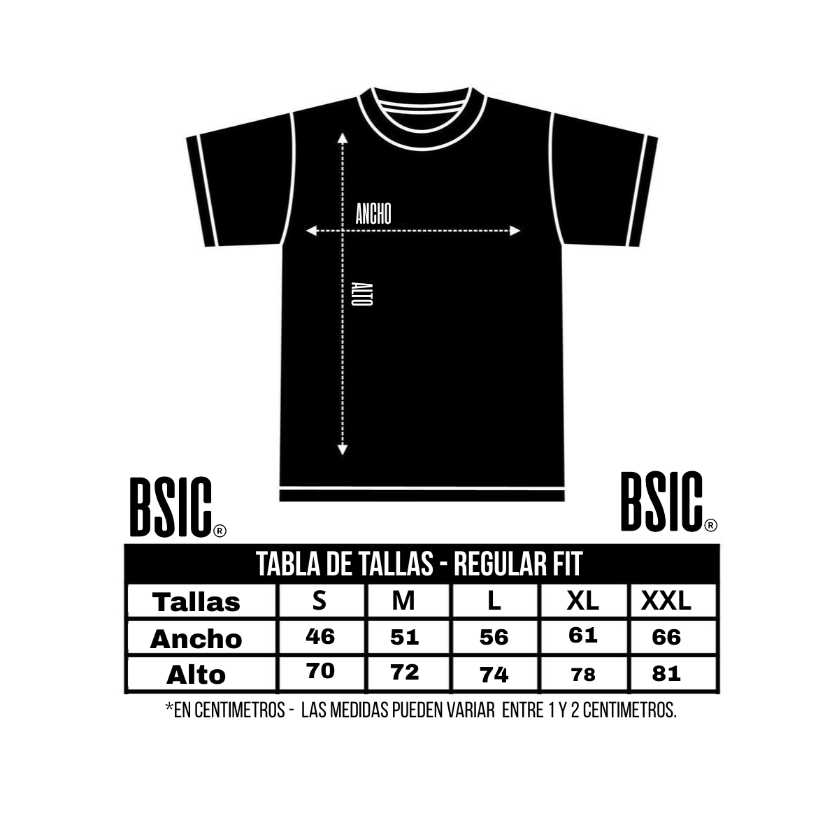 Polera Regular Fit Negra 200 Gsm.