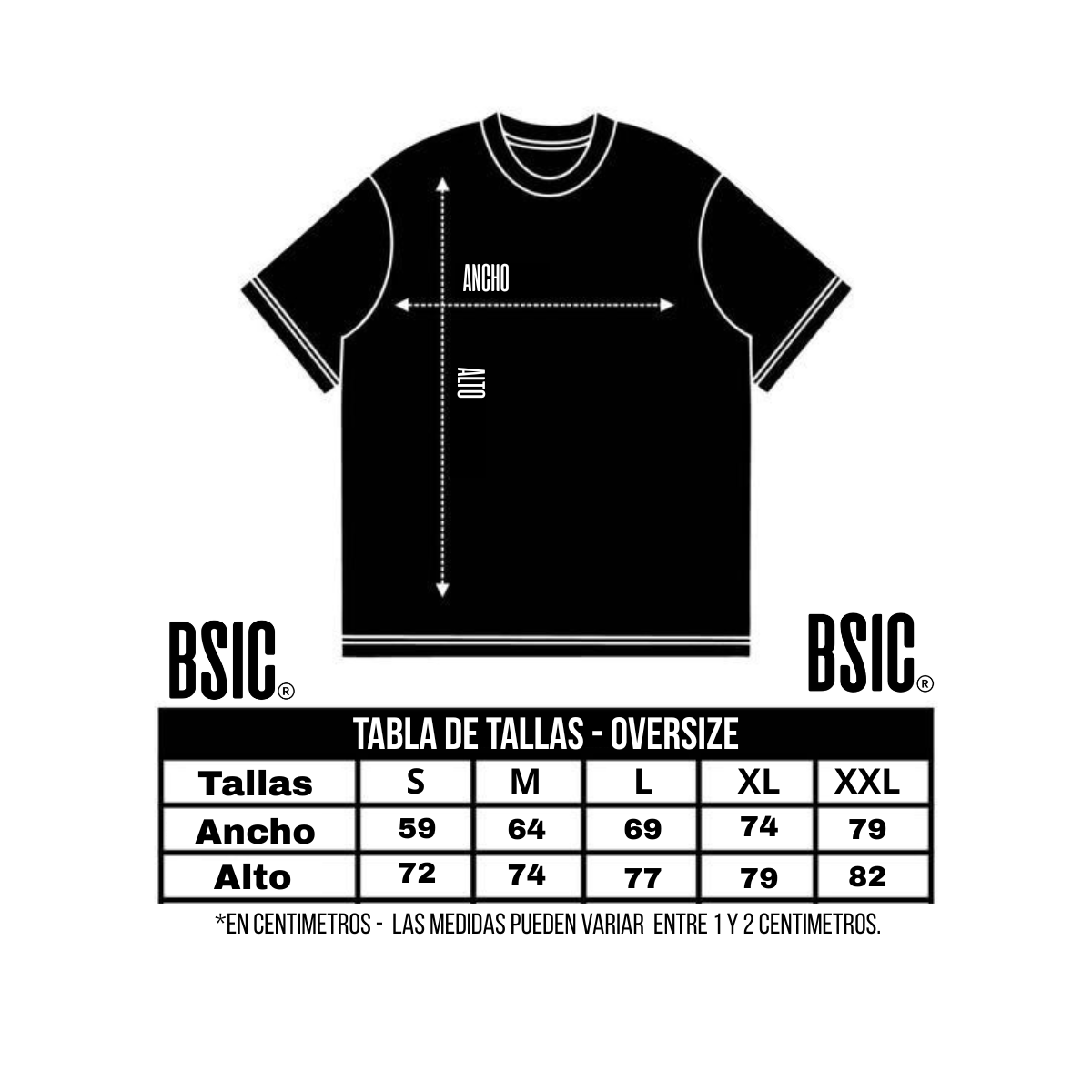 Polera Oversize HeavyCotton Black 280 Gsm.