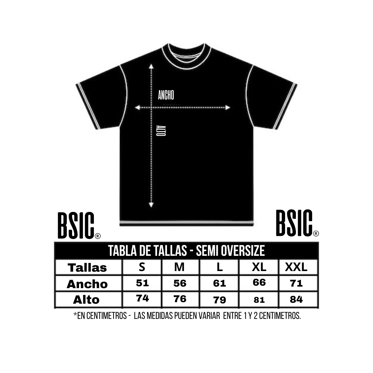 Polera Semi Oversize Black Heavyweight Cotton 300 Gsm.