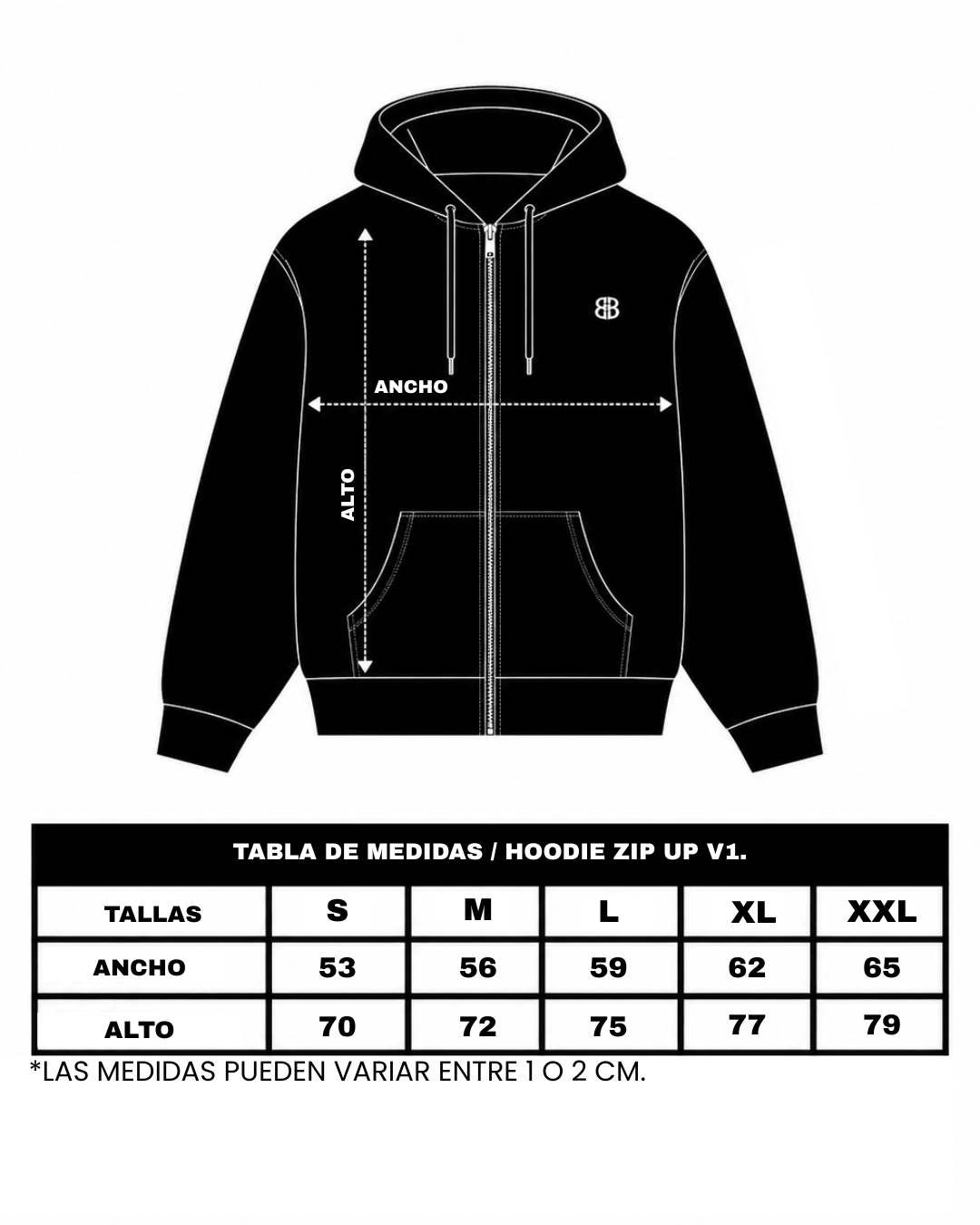Hoodie Zip Up V1. Black
