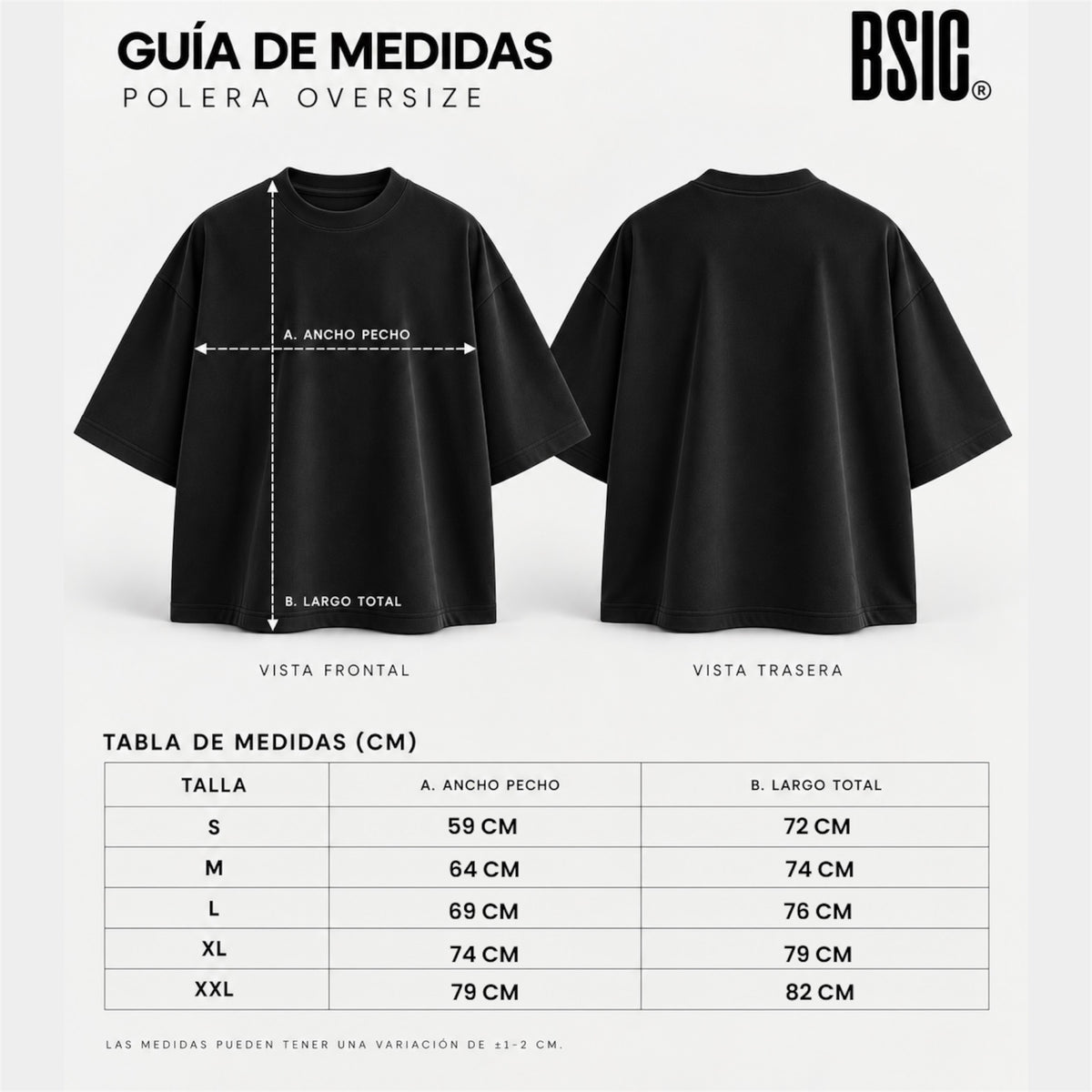 Polera Oversize HeavyCotton Black 280 Gsm.