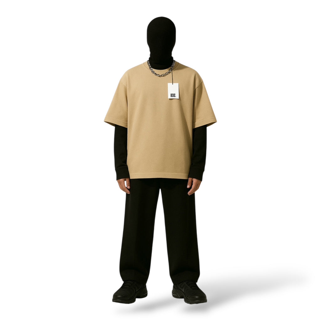 Polera Oversize HeavyCotton Beige 280 Gsm.