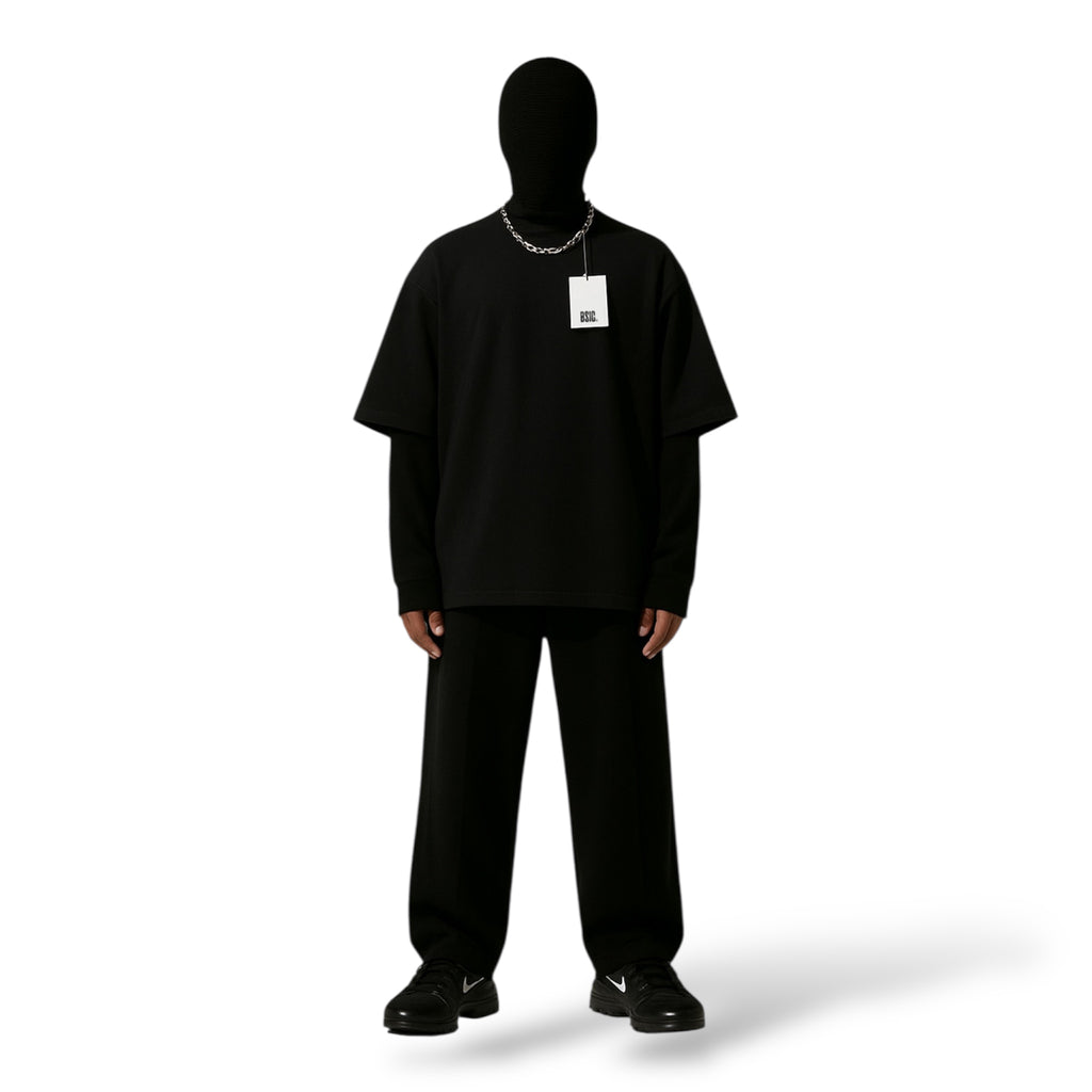 Polera Oversize HeavyCotton Black 280 Gsm.